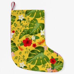 Petite Chaussette De Noël Fond de fleurs tropicales 9