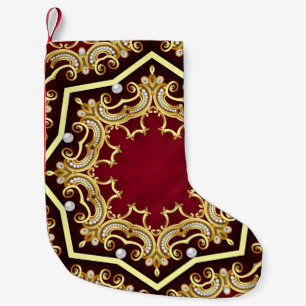Petite Chaussette De Noël Fond d'illustration avec cadre en or perlé