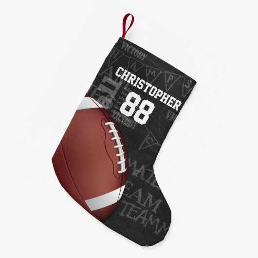 Petite Chaussette De Noël Football américain Personalized Chalkboard (Devant (Accrochage))