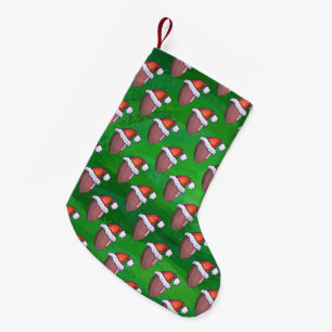 Petite Chaussette De Noël Football de Santa Hat sur Vert