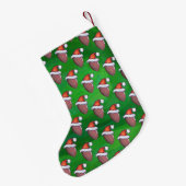 Petite Chaussette De Noël Football de Santa Hat sur Vert (Dos (Accrochage))