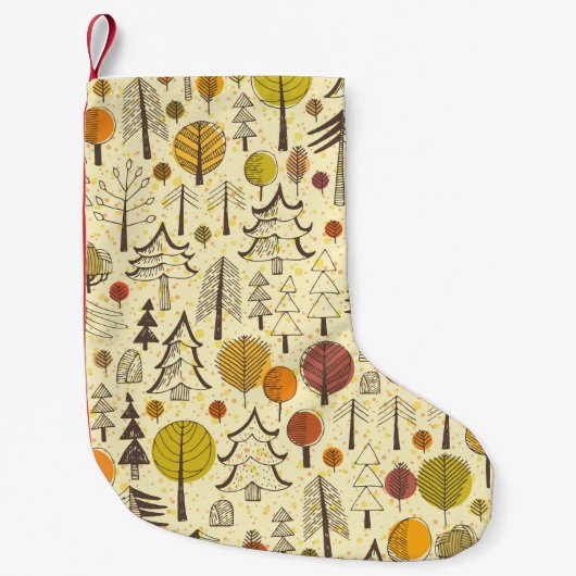 Petite Chaussette De Noël Forêt d'automne : Motif graphique transparent. (Devant)