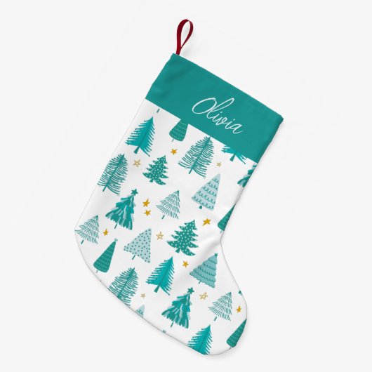 Petite Chaussette De Noël Forêt de Noël verte personnalisée (Devant (Accrochage))