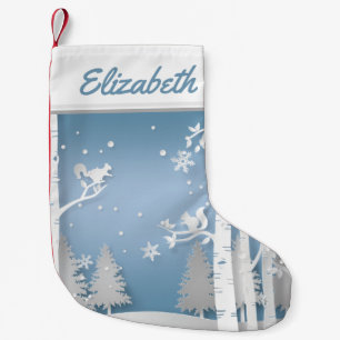 Petite Chaussette De Noël Forêt d'hiver de Papercut et écureuils