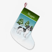 Petite Chaussette De Noël Forêt d'hiver Mini Goldendoodle de couleur patinée (Devant (Accrochage))
