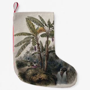 Petite Chaussette De Noël Forêt tropicale antique de bananiers   Bota vintag