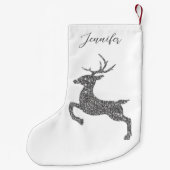 Petite Chaussette De Noël Forme De Cerf Gris En Parties scintillant Faux Tex (Dos)