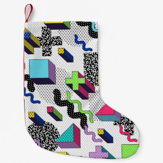Petite Chaussette De Noël Formes géométriques multicolores, motif rétro.