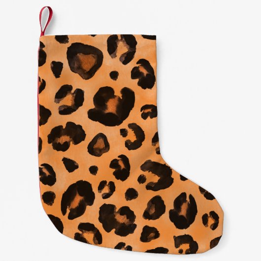 Petite Chaussette De Noël Fourrure de léopard, aquarelle, texture transparen (Devant)
