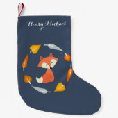 Petite Chaussette De Noël Fox bleu d'automne (Devant)