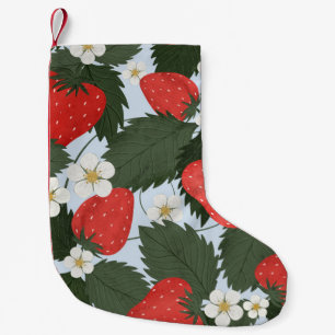 Petite Chaussette De Noël Fraises : motif de fruits d'été.