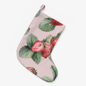 Petite Chaussette De Noël Fraises mûres d'été : Aquarelle rose (Devant (Accrochage))