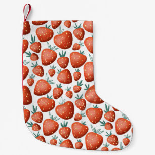 Petite Chaussette De Noël Fraises rouges Arrière - plan blanc sans joint