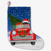Petite Chaussette De Noël Français Bulldog Driving Car En Noël De Neige (Devant)
