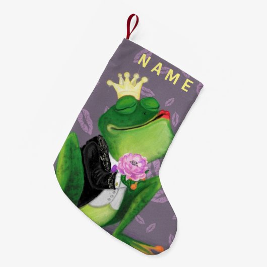Petite Chaussette De Noël Frog Prince Funny Christmas Stocker Nom personnali (Devant (Accrochage))