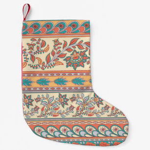 Petite Chaussette De Noël Frontières florales indiennes Motif sans joint