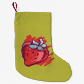 Petite Chaussette De Noël Fruit Motif fraises sur l'or fêté (Devant)