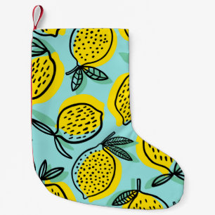 Petite Chaussette De Noël Fruits de citron : motif vintage été.