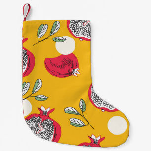 Petite Chaussette De Noël Fruits de grenat : Motif Vintage à main.