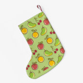 Petite Chaussette De Noël Fruits d'été frais motif vert (Dos (Accrochage))