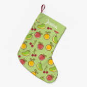 Petite Chaussette De Noël Fruits d'été frais motif vert (Devant (Accrochage))