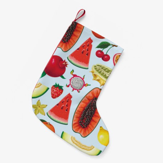 Petite Chaussette De Noël Fruits Exotiques : Imprimé tendance sans couture. (Devant (Accrochage))