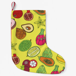 Petite Chaussette De Noël Fruits exotiques tropicaux Motif à main