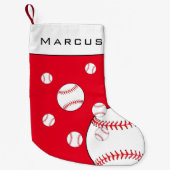 Petite Chaussette De Noël Fun Baseball Balls Red Boy`s Nom Enfants (Devant)