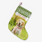 Petite Chaussette De Noël Fun Chien Plaid Nom photo Personnalisé (Devant (Accrochage))