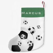 Petite Chaussette De Noël Fun Football Ballons Nom Vert Enfants (Dos)