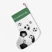 Petite Chaussette De Noël Fun Football Ballons Nom Vert Enfants (Dos (Accrochage))