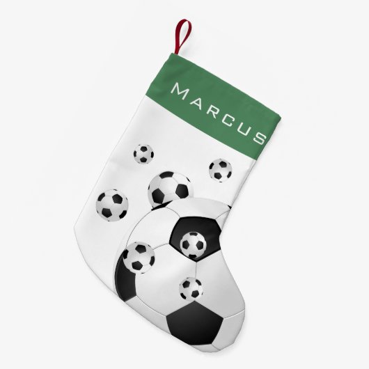 Petite Chaussette De Noël Fun Football Ballons Nom Vert Enfants (Devant (Accrochage))