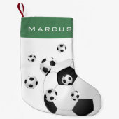 Petite Chaussette De Noël Fun Football Ballons Nom Vert Enfants (Devant)