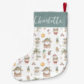 Petite Chaussette De Noël Fun Noël Tropical Personnalisé (Dos)