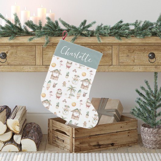 Petite Chaussette De Noël Fun Noël Tropical Personnalisé