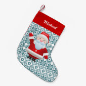 Petite Chaussette De Noël Fun Santa Claus Nom personnalisé (Devant (Accrochage))