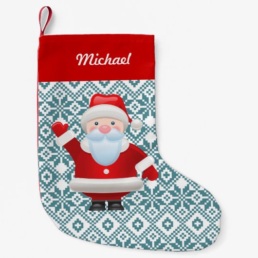 Petite Chaussette De Noël Fun Santa Claus Nom personnalisé (Devant)
