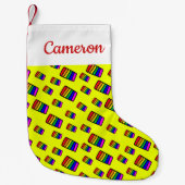 Petite Chaussette De Noël Funky Neon Rainbow Block Motif (Devant)