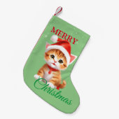 Petite Chaussette De Noël Funny animaux Safari Chat Père Noël Costume de Noë (Devant (Accrochage))