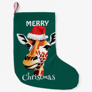 Petite Chaussette De Noël Funny Animaux Safari Giraffe Père Noël Fête de Noë