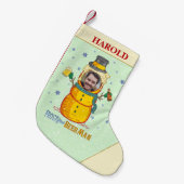 Petite Chaussette De Noël Funny Frosty Beer Man Snowman Humour Photo personn (Devant (Accrochage))