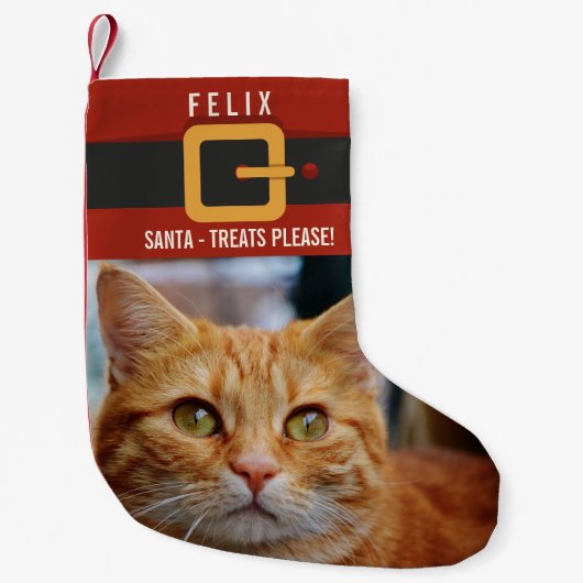 Petite Chaussette De Noël Funny Père Noël Chat Photo et nom Personnalisé (Devant)