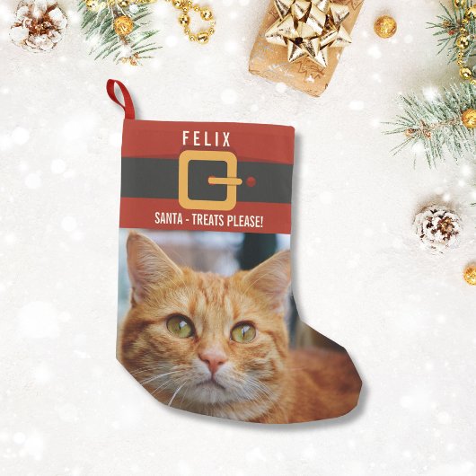 Petite Chaussette De Noël Funny Père Noël Chat Photo et nom Personnalisé