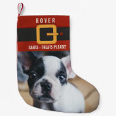Petite Chaussette De Noël Funny Santa Claus Chien Photo et nom Personnalisé (Devant)