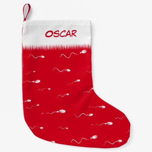 Petite Chaussette De Noël Funny Sperm Motif Personnalisé (Devant)