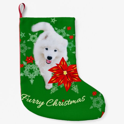 Petite Chaussette De Noël Furry Noël/Chien d'hiver Samoyed (Devant)