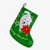 Petite Chaussette De Noël Furry Noël/Chien d'hiver Samoyed (Devant (Accrochage))