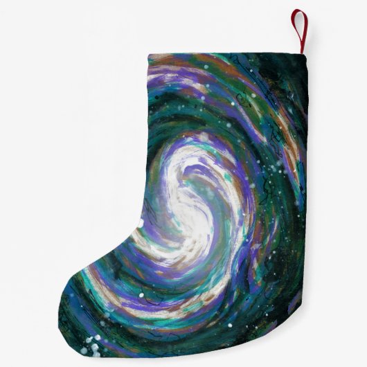 Petite Chaussette De Noël Galaxie d'émeraude et de violet (Dos)