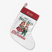 Petite Chaussette De Noël garçon fille de Noël ajouter un nom (Devant (Accrochage))