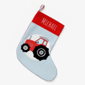 Petite Chaussette De Noël Garçons jote Tractor rouge Doodle et nom (Devant (Accrochage))